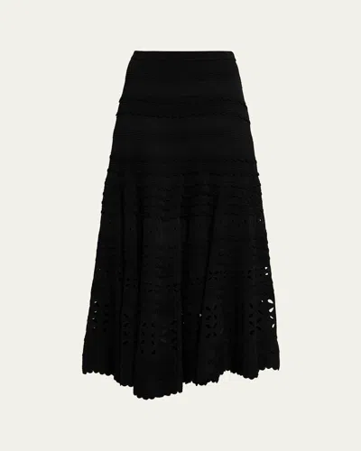 Ulla Johnson Annisa Eyelet Knit Maxi Skirt In Black