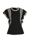 Ulla Johnson Anora Flutter-sleeve Blouse In Black