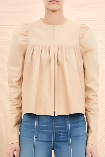 Ulla Johnson Anouk Zip Up Leather Jacket In Alabaster In Neutral