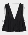 Ulla Johnson Anya Plunge V-neck Coverup Top In Black