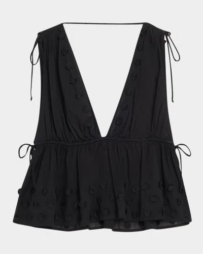 Ulla Johnson Anya Plunge V-neck Coverup Top In Black