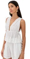 Ulla Johnson Anya Plunge V Neck Top Coverup Pristine In White