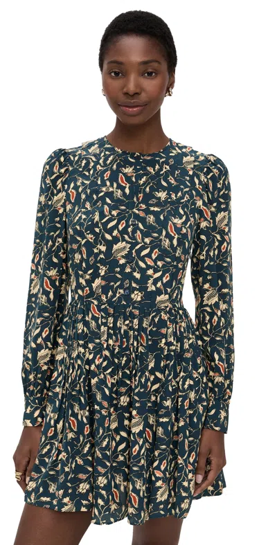 Ulla Johnson Arabella Silk Mini Dress Midnight Garden In Blue