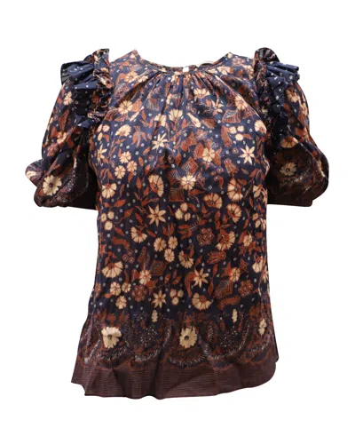 Ulla Johnson Arbor Ruffled Top In Floral-print Cotton In Multi