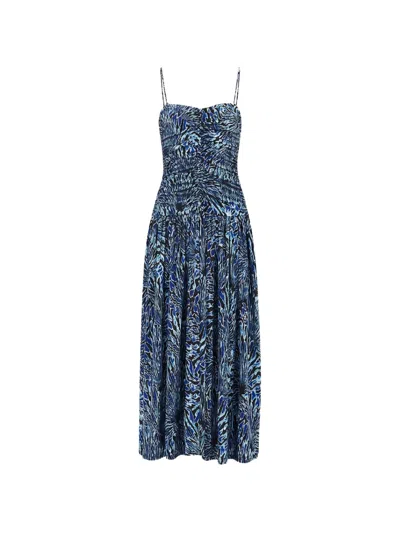 Ulla Johnson Arda Ruched Jersey Dress In Blue
