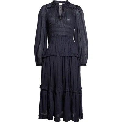 Ulla Johnson Ardelle Dotted Cotton Midi Dress In Blue