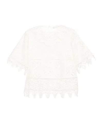 Ulla Johnson Flora Semi-sheer Textural Knit Top In White