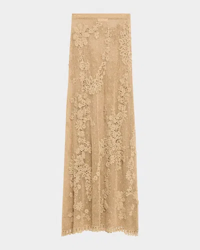 Ulla Johnson Aria Crochet Knit Skirt In Gold