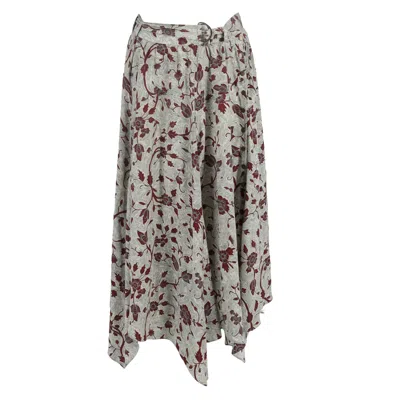 Ulla Johnson Ariana Asymmetric Belted Floral-print Midi Skirt In Multicolor Silk