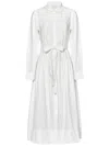 Ulla Johnson White Cotton Poplin Midi Shirt Dress