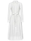 Ulla Johnson White Cotton Poplin Midi Shirt Dress In White