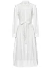 Ulla Johnson White Cotton Poplin Midi Shirt Dress In White