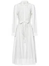 Ulla Johnson White Cotton Poplin Midi Shirt Dress In White