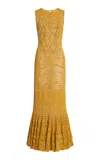 Ulla Johnson Arine Crochet Knit Cotton Maxi Dress In Yellow