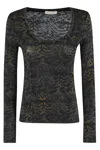 Ulla Johnson Aris Jersey Long Sleeve U-neck Top Desert Jasper In Black