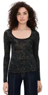 Ulla Johnson Aris Jersey Long Sleeve U-neck Top Desert Jasper In Black