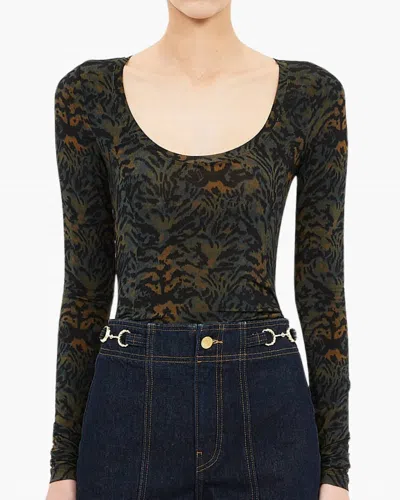 Ulla Johnson Aris Jersey Long Sleeve U-neck Top In Desert Jasper In Multi