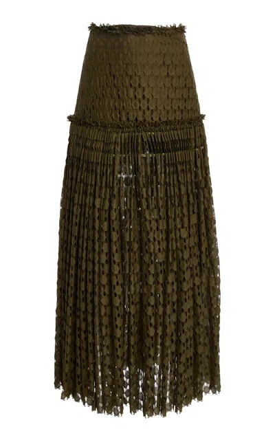 Ulla Johnson Aris Lace Cotton-blend Maxi Skirt In Green