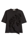 Ulla Johnson Aris Ruffle Cotton Top In Noir