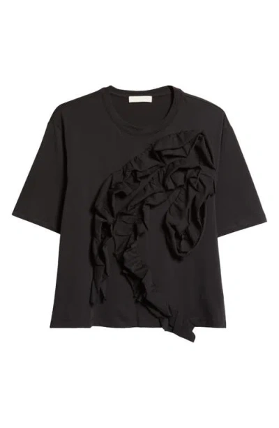 Ulla Johnson Aris Ruffle Cotton Top In Noir