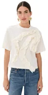 Ulla Johnson Aris Ruffled Cotton-jersey Top In Pristine