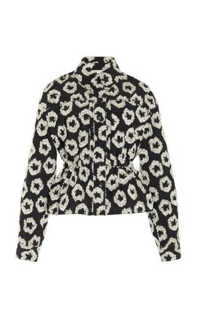 Ulla Johnson Arlin Fil Coupe Taffeta Jacket In Black,white