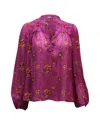 Ulla Johnson Arnoux Floral Print Blouse In Purple Silk In Purple