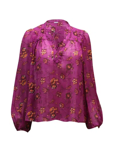 Pre-owned Ulla Johnson Arnoux Floral-print Blouse In Purple