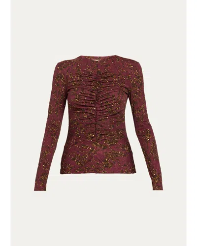 Ulla Johnson Asha Floral Jersey Top In Burgundy
