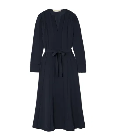 Ulla Johnson Asilia Belted Crepe Midi Dress In Blue