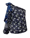 Ulla Johnson Asima Batik One Shoulder Blouse In Blue Cotton In Blue