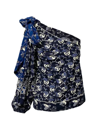 Pre-owned Ulla Johnson Asima One-shoulder Top In Blue