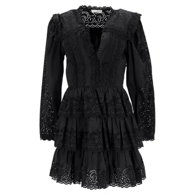 Ulla Johnson Aster Eyelet Mini Dress In Black Cotton