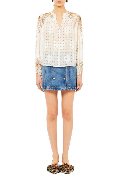 Ulla Johnson Aster Floral Blouse In Alabaster In White