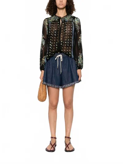 Ulla Johnson Aster Long Sleeve Blouse In Multi In Black