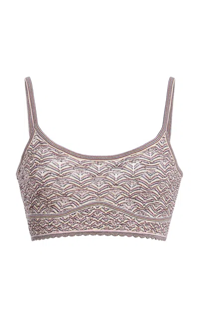 Ulla Johnson Aster Patterned Merino-wool Bra Top In Gray