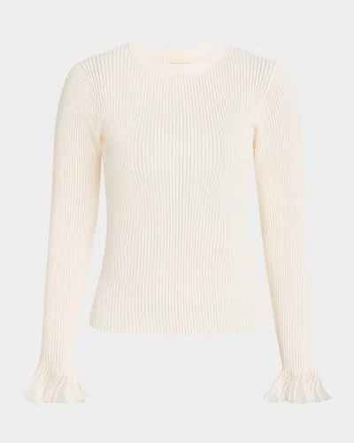 Ulla Johnson Aster Ribbed-knit Sweater In Off-white