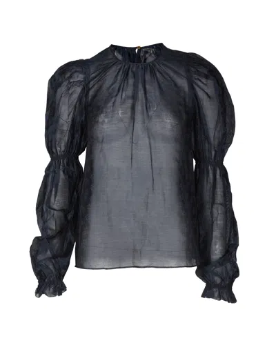 Ulla Johnson Aster Top In Navy Blue Silk