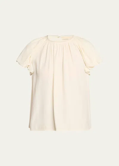 Ulla Johnson Astra Short Puff-sleeve Top In Pristine