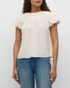 Ulla Johnson Astra Short Puff-sleeve Top In Pristine