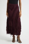 Ulla Johnson Astrid Macrame Fringe Knit Maxi Skirt In Brown