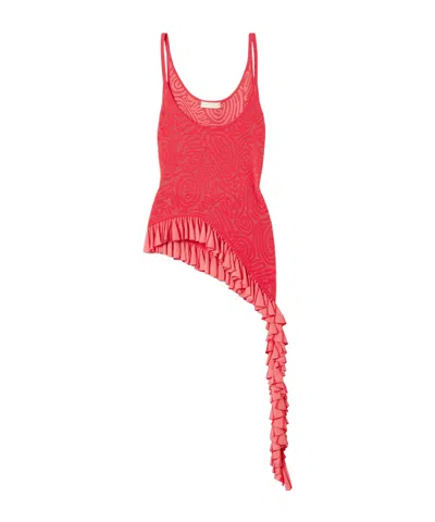 Ulla Johnson Asymmetrical Ruffled Vest In Red