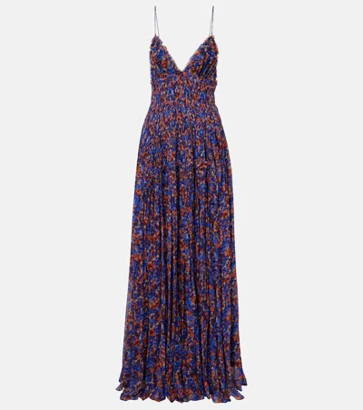 Ulla Johnson Atrani Floral Silk Chiffon Maxi Dress In Purple
