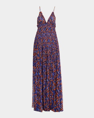 Ulla Johnson Atrani Floral Silk Chiffon Maxi Dress In Purple