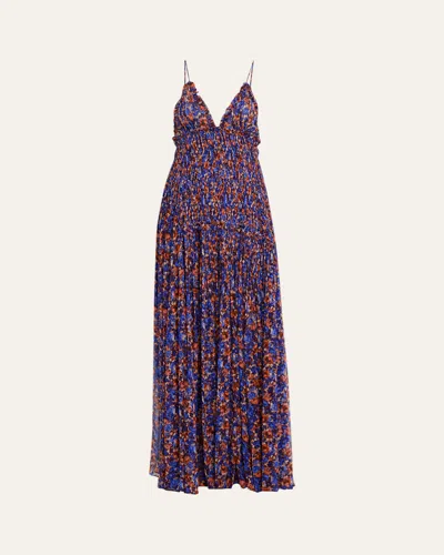 Ulla Johnson Atrani Floral Silk Chiffon Maxi Dress In Purple