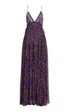 Ulla Johnson Atrani Pleated Silk Gown In Blue