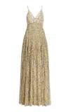 Ulla Johnson Atrani Pleated Silk Gown In Green