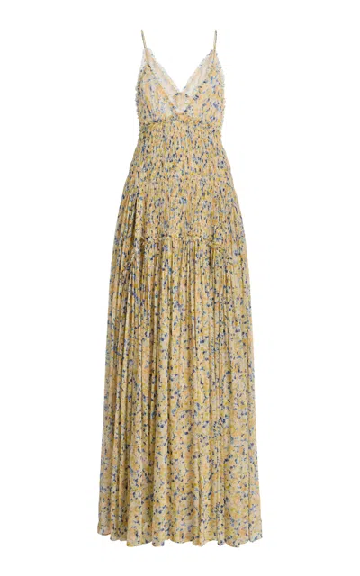 Ulla Johnson Atrani Pleated Silk Gown In Green