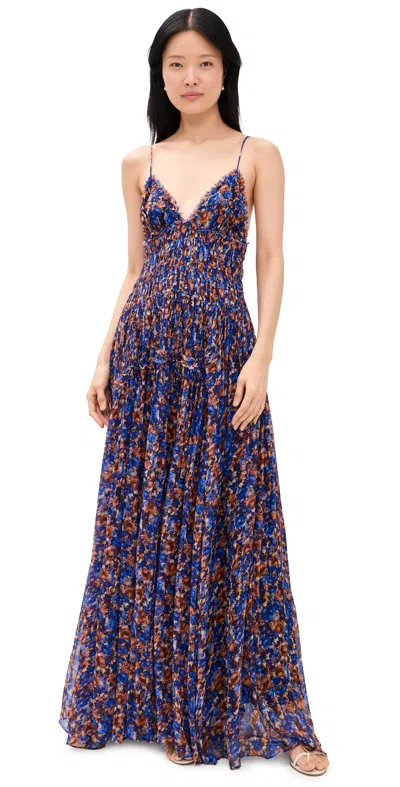 Ulla Johnson Atrani Floral Silk Chiffon Maxi Dress In Purple