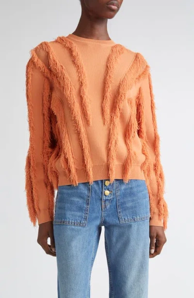 Ulla Johnson Aubree Fringed Sweater In Pink